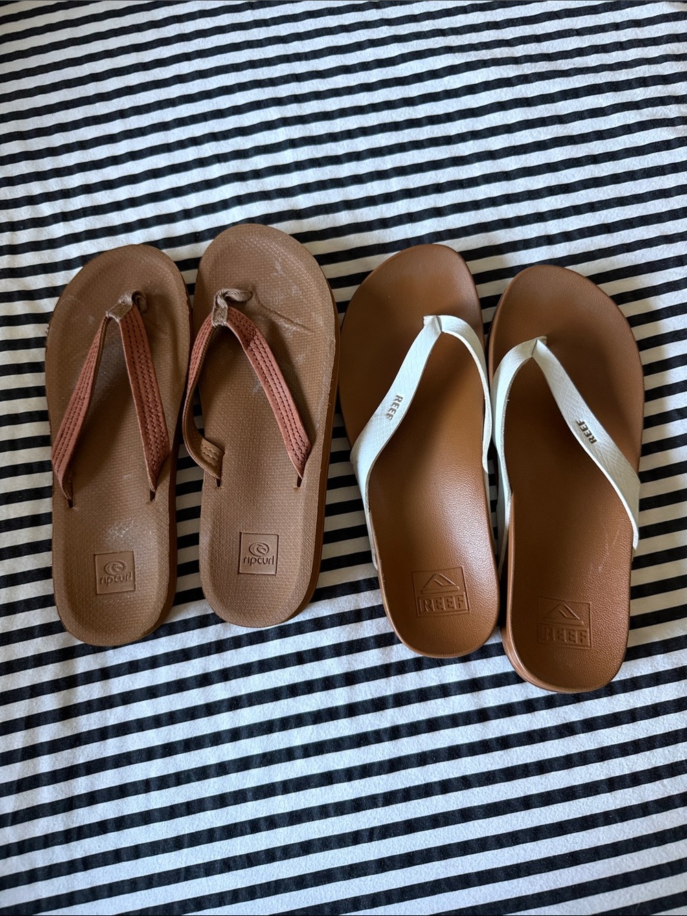 Rip Curl Brown and White Women's Flip Flop Sandals